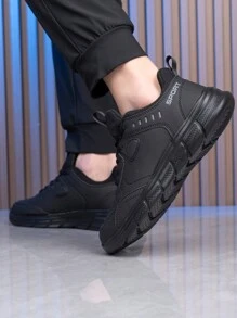 Tênis de Corrida Respiráveis Resistentes a Odores e Absorventes de Choque, Novos para Homens no Outono/Inverno, Botas de Cor Sólida, Sapatos Esportivos Casuais Pretos com Cadarço e Estilo Outdoor/Trabalho, Adequados para Adolescentes em Ocasiões Casuais de Verão, Atividades Ao Ar Livre, Viagens ou como Presentes de Formatura ou Aniversário.