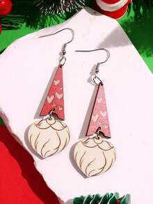 1 Cặp Hoa tai gỗ hình con bò, cây thông Noel, xe buýt, ria mép sáng tạo thời trang vui nhộn cá nhân hóa nhiều màu sắc cho phụ nữ trang sức dự tiệc ngày lễ - Nhiều màu - Xem 6