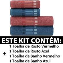 Emcompre Bossa Camesa 4-Piece Bath And Face Towel Set - Màu xanh hải quân - Xem 3