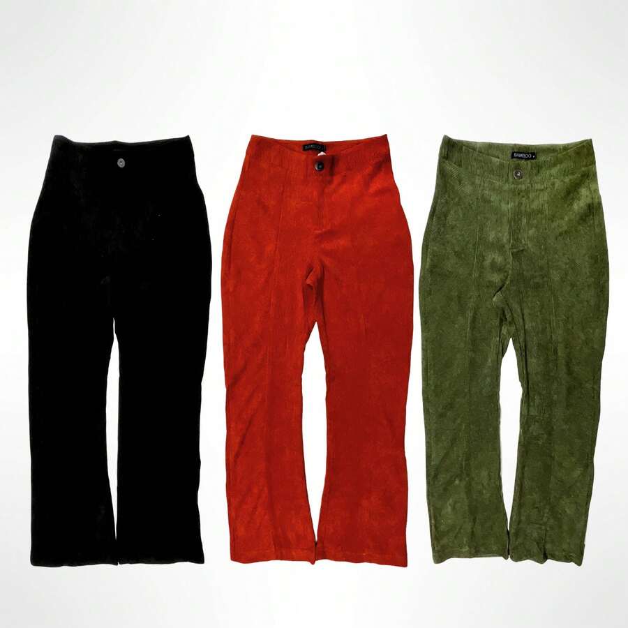 Flare Corduroy Pants - xanh quân đội - Xem 1
