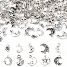 20/50 PCS Charms style lune Lune en argent antique avec pendentifs en alliage étoile pour DIY collier bracelet boucle d'oreille bijoux (mélangé au hasard)