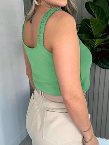 Women's Tank Top With Draped Straps Duna Fabric Beautiful Fashion!! - Mint Green - View 2