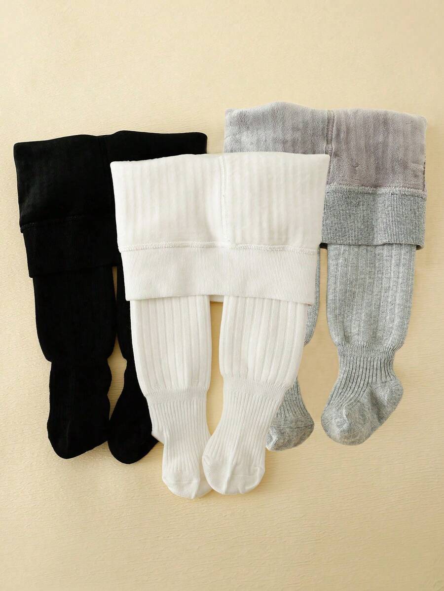 Bộ 3 quần tất lông cừu tối giản cho bé gái, thời trang và ấm áp cho mùa thu/đông - Nhiều màu - Xem 1