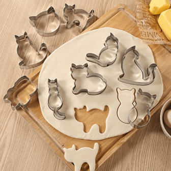 9 Stücke koreanischer Cartoon Katzen-förmiger Keksausstecher, Backwerkzeuge Obstschnitzer