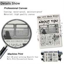 Conjunto de 1/6 Peças de Arte de Parede Vintage, Pôsteres de Álbuns de Música 1975, Pôster de Jornal para Decoração de Sala, Quadros Pendurados para Sala de Estar, Quarto, Dormitório (Sem Moldura) - Preto e Branco - Visão 3