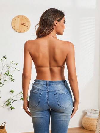 女士多种尺寸杏色三角杯隐形文胸，带前扣、可拆卸肩带胸垫