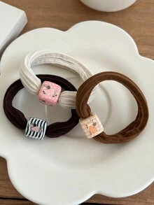 5 chiếc dây buộc tóc hình chú chó xúc xích đáng yêu, dây buộc tóc vải đa năng phù hợp, dây buộc tóc chun đàn hồi phụ kiện tóc - 5 cái - Xem 3