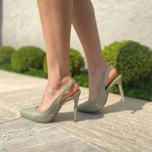 Women's Open Toe Pumps With 11cm Thin Heel Angela Galvão 2 - 橄欖綠 - View 3