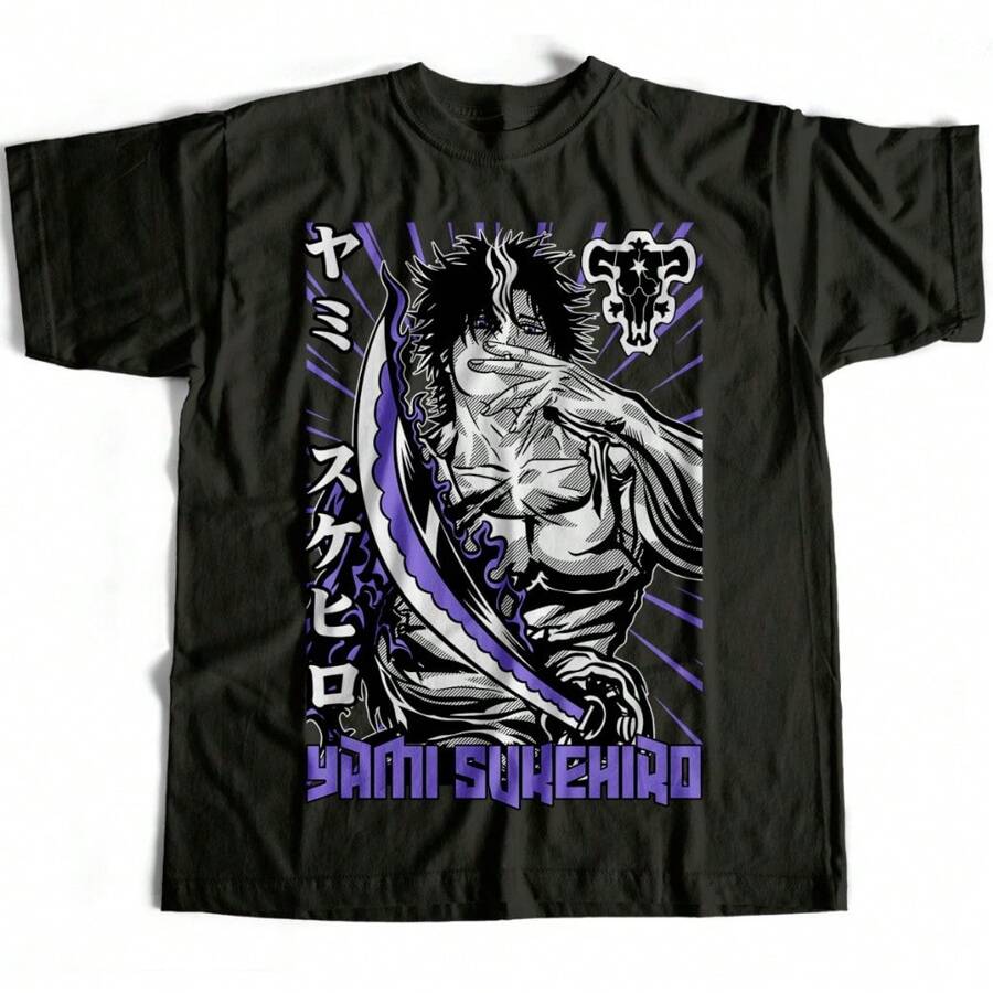 Basic T-Shirt Yami Sukehiro Bulls Black Clover Japanese Anime Manga Otaku Geek Nerd Shirt Blouse Unisex Male Female 100% Cotton Top Premium Streetwear New Release Fast Shipping Various Colors!! Plus Size - 黑色 - 查看 1