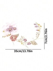 35*7cm 甜美可爱波西米亚风花冠头饰，婚礼新娘发饰，适合生日派对和节日 - 彩色 - 查看 8