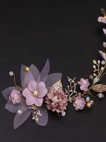 35*7cm 甜美可爱波西米亚风花冠头饰，婚礼新娘发饰，适合生日派对和节日 - 彩色 - 查看 7