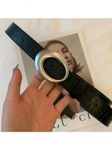 Cinturón de cuero con textura de cocodrilo estilo vintage Y2K para mujer, rojo, accesorio moderno, nuevo diseño 2024 para verano, escuela, otoño, Halloween