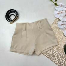 Children's Set End Of Year Clothing Flower Blouse Shorts With Belt - 乾枯玫瑰色 - 查看 6