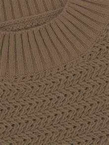 Suéter de punto de manga larga con cuello alto para mujer talla grande, informal, para el invierno - Café integral - Ver 4