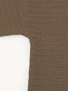 Suéter de punto de manga larga con cuello alto para mujer talla grande, informal, para el invierno - Café integral - Ver 3