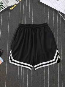 Men's Bermuda Shorts Basketball Sports Striped Pattern Printed Casual Stylish Los Angeles - màu đen - Xem 3