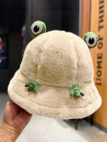 秋冬保暖青蛙帽加厚渔夫帽毛绒质感温暖中性风显白可爱时尚小脸型户外防寒护耳约会（因拍摄时灯光条件原因，实物与图片可能会有细微色差，具体颜色以实物为准） - 彩色 - 查看 5