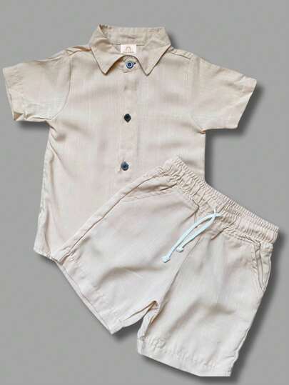 Conjunto Infantil Menino Camisa e Short Confortável Em Viscolinho