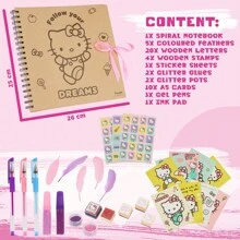 Hello Kitty Sanrio Scrapbook Kit Craft Set Blank Journal Kawaii Scrapbooking Accessories Stickers Stamps Gel Pens Art Supplies Anime Gift - Multicolor - View 6