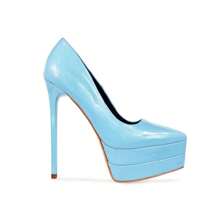 Blue Double Platform Pointed Patent Pump - Nhiều màu - Xem 3