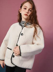 ASK JUNIOR Tween-Mädchen Thermogefütterte Lässig jacke für Herbst/Winter - Weiss - Übersicht 9