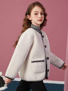 ASK JUNIOR Tween-Mädchen Thermogefütterte Lässig jacke für Herbst/Winter - Weiss - Übersicht 2