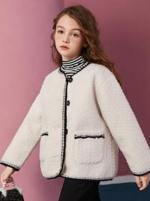 ASK JUNIOR Tween-Mädchen Thermogefütterte Lässig jacke für Herbst/Winter - Weiss - Übersicht 10