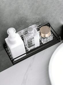 1pc Iron Bathroom Storage Rack, Non Perforated Wall Mounted Storage Rack, Bathroom Shelf Organizer Home Bathroom Decor Fall Decor Bathroom Accessories Back To School - Multicolor - View 12