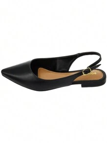 Kit 2 Pairs Women's Open Toe Slingback Flat Shoes Comfort New Classic Plain Casual - 杏色 - 查看 6