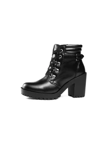 Women's Bag Kit Plus Tractor Heel Boot - màu đen - Xem 2