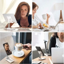 Adjustable Cell Phone Holder Selfie Stand Home Office - trắng - Xem 5