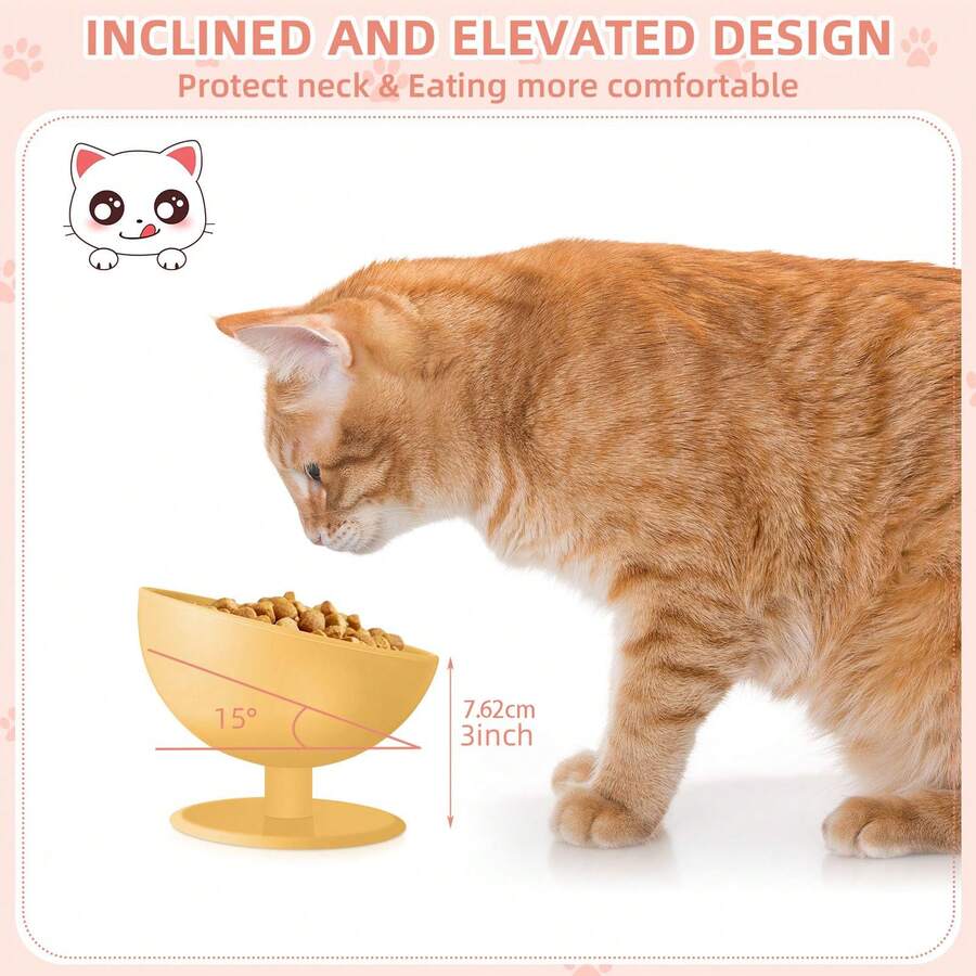 Elevated Cat Bowls PP Raised Cat Bowl 15 Degrees Tilted Raised Pet Food
