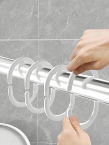 24 pezzi Anelli rotondi per tenda doccia, in plastica, anelli doccia resistenti per tenda da bagno, 60 pezzi Ganci a forma di C per asta doccia, bianchi, per appendere tendaggi da bagno, camera da letto, accessori decorativi anticorrosione per l'estate