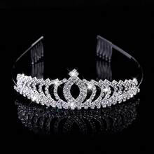 تاج عروس، إكسسوار شعر معدني مرصع بالراين ستون أنيق ولامع، ديكور فستان الزفاف، مناسب للزفاف وحفلات عيد الميلاد
