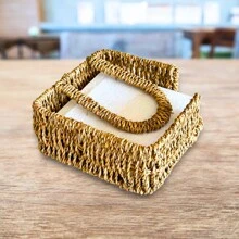 Porta guardanapo fibra trançada rattan palha natural organizador mesa bancada cozinha refeições restaurante bar lanchonete eventos festas decoração rústica