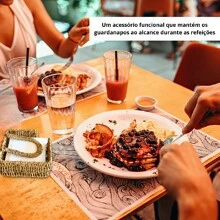 Porta guardanapo fibra trançada rattan palha natural organizador mesa bancada cozinha refeições restaurante bar lanchonete eventos festas decoração rústica