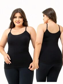 Kit 3 Basic Women's Tank Tops With Thin Straps - Đen trắng xanh - Xem 2
