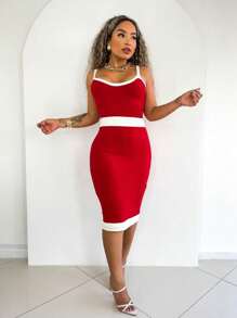 Modal Knit Dress With Straps - Đỏ - Xem 4