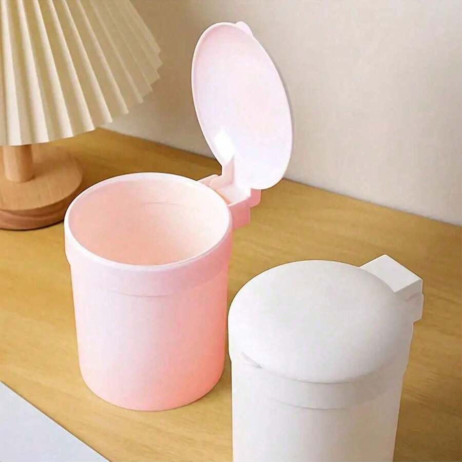 A Small Plastic Tabletop Trash Can With A Sealed Odor Lid For Bedrooms