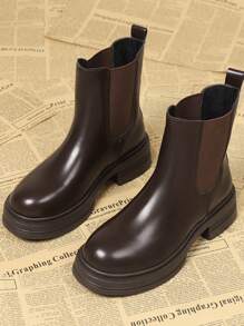 2024 New Spring/Autumn Women Chelsea Boots, Super Thick Sole Skinny Short Boots, Leather Women Shoes