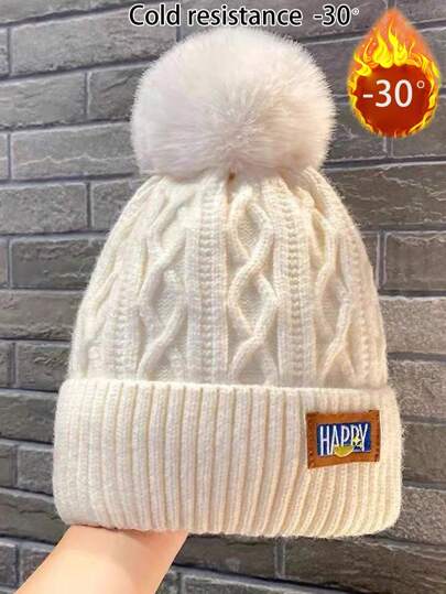 Berretto lavorato a maglia spesso per autunno e inverno, cappello da donna in poliestere casual ed elegante, con motivi boemi ricamati, adatto per il freddo e la stagione di Ognissanti, con protezione termica per le orecchie