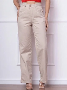 Women's Wide Leg High Waisted Jeans With Butt Lifting Pant - 米色 - 查看 1