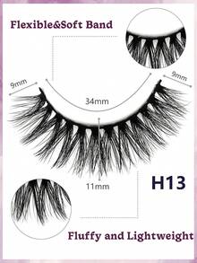 Dolly Lashes 5 pares de pestañas postizas 3D naturales, esponjosas, de lujo, ligeras, gruesas y con volumen, con banda negra, extensión de pestañas dramática, reutilizables, suaves y difuminadas, fáciles de aplicar - Pestañas Fluffy - Ver 4