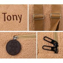 Plush Teddy Bear Backpack Personalized Toddler Backpack For Boys Fuzzy Bear Ears Head Backpack With Name Soft Fluffy Daycare Backpack Mini Shoulder Bag Purse Gifts - Khaki - View 2