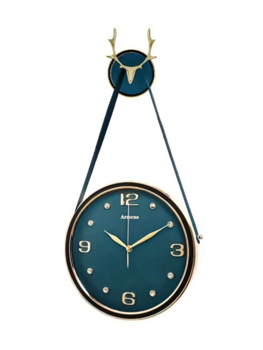 Luxury European Wall Clock With Decorative Elk Handle And Stand - Màu xanh lam - Xem 1