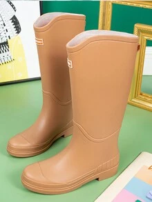 Fesd Ts Giày bốt đi mưa cao cổ phong cách Nhật Bản dành cho nữ, giày cao su bền chống trượt thời trang, thích hợp đi biển, làm bếp, rửa xe, câu cá ngoài trời, giày bốt chống thấm nước - Màu Khaki - Xem 6