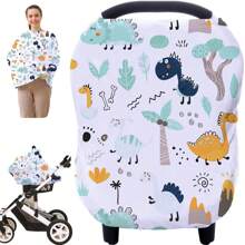 Multi-Use Carseat Covers Breastfeeding Cover - Car Seat Covers For Babies, Stretchy Carseat Canopy Cover, Boys And Girls Shower Gifts (Dinosaur) - Multicolor - View 1