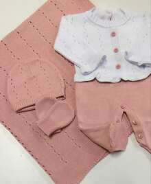 Complete Knitted Maternity Outfit - 乾枯玫瑰色 - 查看 2