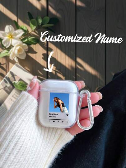 1pc Customized Text & Apple Design AirPods 1/2, AirPods Pro, AirPods 3, AirPods 4 Earphone Case