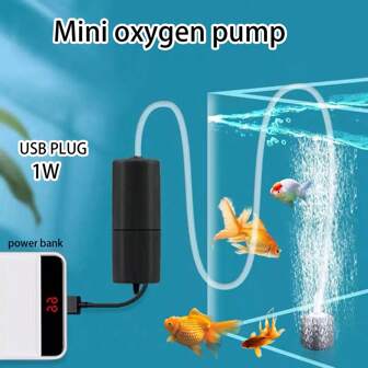 1 pieza Mini bomba de oxígeno para pecera USB, sistema de oxigenación, bomba de oxígeno de gran volumen portátil, bomba de aire para acuario, regalo para pesca en el mar, fiesta o vacaciones